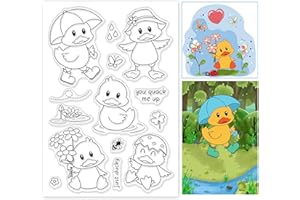 GLOBLELAND Animaux Tampon Transparent, Tampon en Silicone Joint de Motif de Canard Timbre en Silicone Feuilles de Timbres pour la Carte et Scrapbooking Décor