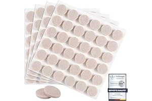 moinkerin 144 Piezas Fieltro Adhesivo Muebles 15mm Almohadillas de Fieltro Grosor 5mm Protector Patas Sillas para Pies de Muebles, Protectores Patas Sillas, Suelos de Madera Beige