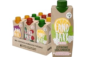 ‎LANDPARK Landpark Zuckerfreier Probiermix, 12x0,5l - Bio-Mineralwasser ohne Kohlensäure - Wasser mit verschiedenen Geschmacksrichtungen 100% Bio