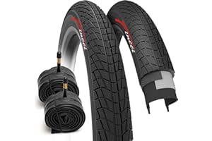 Fincci Bike 20 x 1.75 Tyre - Set Foldable BMX 20 inch Bike tyres with 2x Inner Tube Schrader, Tires 47-406 for Kids, Teenagers and Adults and Tricycle, BMX, City, Road, MTB bicycles - 30 TPI