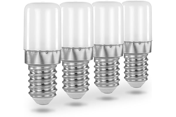 Poppstar 4 x LED lampa för kylskåp E14, 1,6W (matt 6000K, kallt sken, 150 lm (16W))