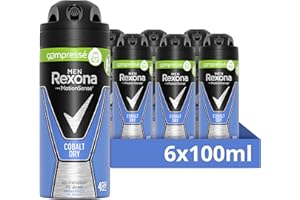 Rexona Men Déodorant Homme Spray Anti-Transpirant Cobalt Dry Efficace 48h Contre les Mauvaises Odeurs (Lot de 6x100ml)