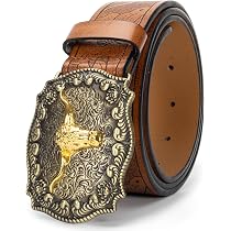 Nuova Cintura Western Cowboy Con Testa Di Toro E Fibbia
