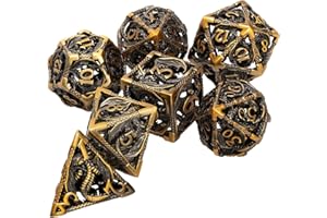 ARUOHHA DND Lot de 7 dés polyédriques Donjons et Dragons avec coffret cadeau en métal - Dés polyédriques pour jeu de rôle MTG Pathfinder RPG D et D D20 D12 D10 D8 D6 D4