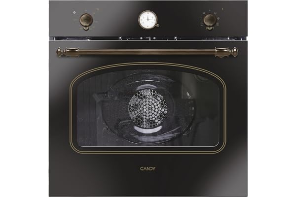 Candy FCC604GH/E Four électrique encastré, ventilé, capacité 65 litres, fonction pizza, 8 programmes, 56,8 x 59,5 x 59,5 cm, style rustique, noir, classe A+