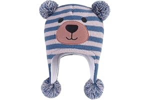 LANGZHEN Bambino Bambini Cappello Invernale Infantile, Earflap Maglia Cappello Caldo Fleece Foderato Beanie per Bambini Bambini Ragazze