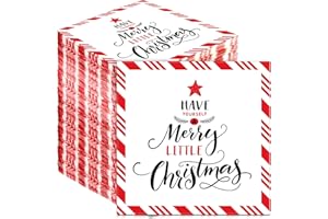 Tenare 200 Pieces Christmas Napkins Paper Disposable Decoupage Classic Christmas Xmas Party Paper Napkins 13 x 13 Inches Dinner Serviettes for Winter Holiday Restaurant Kitchen Home
