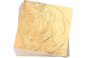 ILantule 16cm x 16cm Fogli di Foglia Oro,100 Pezzi di Lamina D'oro,Foglia D'oro,Ideali per Doratura, Artigianato, Progetti Artistici e Decorazioni,