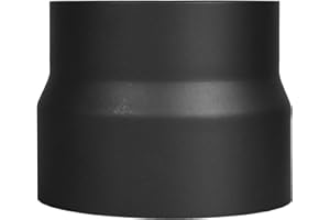 LANZZAS Reducción del tubo de estufa de 160 mm a 150 mm de diámetro – Color: negro metalizado – Reducción del tubo de humo