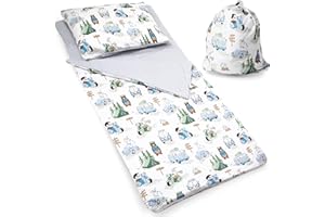 PinkZebra Sac de Couchage pour Enfants 140 x 75 cm + taie d'oreiller 60 x 40 cm pour Filles et garçons, Oeko-Tex, en Coton avec Double Fermeture à glissière, Fermeture à glissière de Garage et Sac