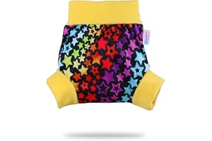 Petit Lulu Pull Up Cloth Nappy Wrap | Size M | Washable Diaper Wrap | Reusable Cloth Nappies | Made in Europe (Rainbow Stars)