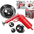 Dekton Air Pump Drain Blaster Sink Bath & Toilet Plunger Pipe Unblock Blockage Remover with 4 Heads