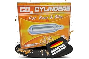 NEMT 10 cápsulas de Cerveza Co2 de 16 g y cápsulas de Bicicleta para Todos los sifón de Cerveza con cápsulas gaseosas de 16 g sin Rosca, también Compatible con Bomba de Cartucho de CO2 para