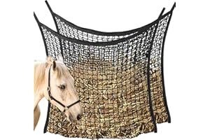 WEEKSUN 2PCS Hay Nets for Horses,Slow Feed Haynet with Large Capacity, Haynets for Horses Easy to Hang, Greedy Feeder Haynet for Horse Feeder Full Day Feeding Horses Goat Stall Trailer (31.5" x 35.1")