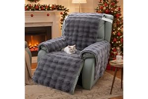 LiveGo Thick Rabbit Plush Recliner Chair Cover - 23 Inch Faux Rabbit Fur Slipcover for Recliner Chairs, Soft & Plush Furniture Protector, Cozy Lazy Boy Recliner Cover for Living Room & Bedroom