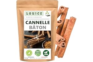 LOUICE Bâtons de Cannelle Cassia 100g - Épice Naturelle pour une Cuisine Gourmande - Sachet Fraîcheur - Sublimez Vos Plats Sucrés et Salés (100)