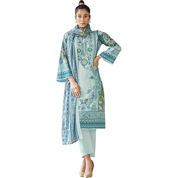 Pakistani Pure Lawn Cotton Dress Material For Women In Unstiched Material (Multicolor) Fashion