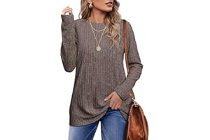 Jescakoo Damen Pullover Casual Rundhals Langarmshirt Leichtes Herbst Strickpullover Winer Oberteile