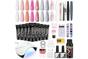 Poly Nail Gel Kit, VANREESA 9 Colours Poly Nail Extension Gel Set with 36W U V Nail Lamp Manicure Tools Full Kit Builder Nail Gel Gifts Set for Beginners