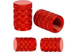 YOUR DAY MATE Bouchon de Valve en Aluminium, Lot de 4, Bouchons Rouges avec Joint pour valves de Voiture, Moto, Scooter, remorque et vélo