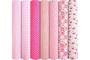 AOOSA 7 pezzi Quadratini di Stoffa 50cm x 50cm, 100% Patchwork Cotone Tessuto, Tessuti Motivi Stampati Stoffe, Quadrati Pretagliati Floreali per Cucito Creativo, Artigianali, Decorazioni Fai da Te
