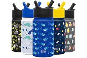 Simple Modern Bottiglia d'Acqua per Bambini con Cannuccia, Vaso Termico in Acciaio Inossidabile Isolato Riutilizzabile per Ragazzi e Ragazze e scuola, Summit Collezione, 530ml, Shark Bite