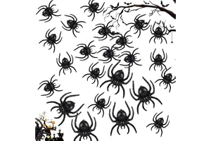 Yotlein Spindlar halloween, 30 stycken realistiska plastspindlar leksaker, läskiga små spindlar av plast, plastspindlar, för spökhus halloween festdekorationer