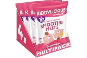 Kiddylicious Strawberry & Banana Smoothie Melts - Delicious Snacks for Kids - Suitable for 12+ Months - 4 Packs of 4 (16 Total)