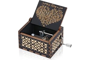 Ptesuply Music Box, Can't Help Falling in Love Music Box, Valentines Christmas Anniversary Romantic Gifts for Her, Wooden Hand Crank Music Box (To Love-B)