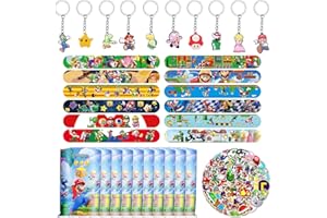Gsnoniwi Kindergeburtstag Mitgebsel Set, 82 PCS Party Mitgebsel mit Schlüsselanhänger, Geschenktüten, Aufkleber, Slap Armbänder, Geburtstagsdeko für Jungen Mädchen