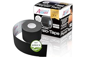‎AKTIMED AKTIMED Tape PLUS Kinesiologie Tape – Sporttape mit pflanzlichem Extrakt Arnica D6* – patentiertes Physiotape Dermatest „sehr gut“ – Kinesiologie Tapes elastisch & wasserfest (schwarz)