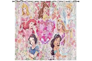 LKFFHAVD Cortinas opacas de princesas Disney, estampado 3D, ojales de Cenicienta, Rapunzel, juego de 2 unidades para dormitorio o habitación de los niños. (150 x 166 cm (ancho x alto), 1)