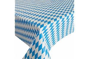 ‎DECOHOMETEXTIL HEIMTEXTILMANUFAKTUR Wachstuch Wachstischdecke Tischdecke Gartentischdecke Bayrische Raute Blau Weiß Breite & Länge wählbar 120 x 200 cm Eckig abwaschbar