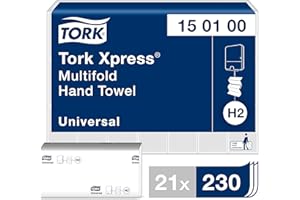 ‎TORK Tork Xpress Multifold-Handtücher Weiß H2, Universal-Qualität, kosteneffizient, 21 × 230 Tücher, 150100