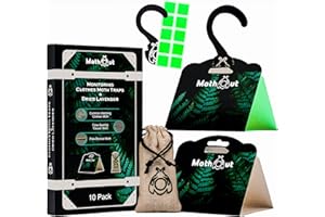 MothOut 10 Pheromone Clothes Moth Traps, Carpet Moth Trap + Lavender Freshener + 10 Glowing Pads + eBook with Moths Prevention & Protection Techniques, Cloth Moths Monitoring Traps Detecting Activity