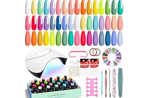 VANREESA Kit Vernis Semi Permanent Complet 42 Pièces avec Lampe U V 24 Couleurs Kit Ongle Gel U V Complet avec Outils de Manucure Cadeaux pour Femmes Bricolage à La Maison