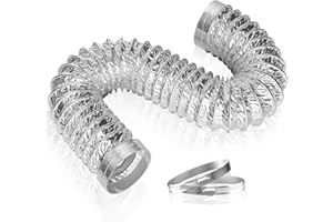 Hon&Guan 100mm Alu Flexschlauch, Gehärtete Kanten Design Abluftschlauch mit 2 Edelstahl-Klemmen, Flexibel Hitzebeständiger Aluflexrohr Länge 2m für Abzugshaube, Trockner, Klimaanlage, Rohrventilator