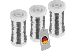 ECENCE Blumendraht 3x 100m Myrtendraht geglüht aus Eisen Ø 0,35mm in der Farbe Silber Basteldraht, Blumenbindedraht, Wickeldraht Bindedraht