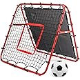 Hibtn Double Sided Football Rebounder Net 100x110x100cm Adjustable, Soccer Goal Kickback Target for Kids, Portable Training Equipment