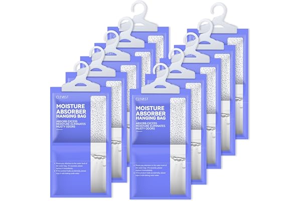 CLEVAST Déshumidificateurs d'armoire 10x 230g, Absorbeur d'humidité, Débarrassez-vous de l'humidité pour placard, les Sous-sols, Placards, Buanderies