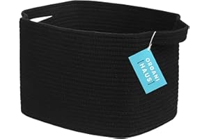 OrganiHaus Panier Rangement Bébé, Panier Rangement Salle de Bain, Panier en Corde de Coton pour Decoration Chambre Bebe, Panier de Rangement pour Livres et Jouets 35x23, Noire