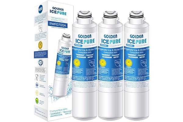GOLDEN ICEPURE Ersättningsvattenfilter Kompatibelt med Samsung DA29–00020B,DA29–00020B,DA29–00020A,haf-cin/EXP, 46–9101 vit,3stycken