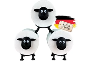 Naturalspring® | Dori - Toilettenpapierhalter Schaf | Toilettenpapier Deko Schwarz | für 42 und 44 mm Rollen | Toilettenrollenhalter WC | Ersatzrollenhalter (3X - Stapelbar (Schwarz))