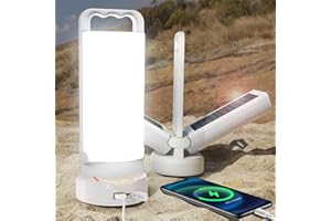 BAVONAR Solar Camping Light Rechargeable Lantern 4400mAh with Power Bank, Dimmable Desk & Hanging Lamp for Camping Tent Accessory, Emergency Torch Light, Water Resistant Folding Light Indoor/Outdoor Use