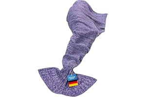 Feluna® Meerjungfrau Kuscheldecke Wolldecke Flossen-Decke Wohndecke Tagesdecke Strickdecke; Violett Lila