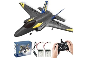 BEZGAR 4 Channel RC Plane F35 Fighter Jet, 6-axis Gyro Remote Control Airplane Ready to Fly with 2 Batteries, Easy Control for Beginners Toys with LED Navigation Lights for Adults Kids Boys
