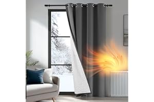 Deconovo Cortinas Termicas Aislantes Frio y Calor para Salon Dormitorio de Opacas 1 Pieza 132x214cm Gris Oscuro