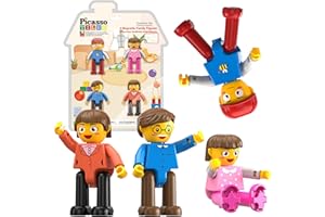 PicassoTiles Magnetico 4Famiglia Azione Figure Bambino piccolo Espansione del magnete giocattolo Pacchetto didattico Kit di apprendimento STEM aggiuntivo Toys Pretend Playset per Blocco di costruzione
