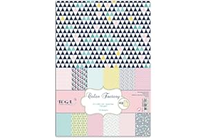 DRAEGER PARIS 1886 Toga by Surtido de 48 Hojas de Papel geométrico Pastel A4 - Multicolor - Tamaño 21 x 29.7 cm - Ideal para Manualidades y proyectos creativos