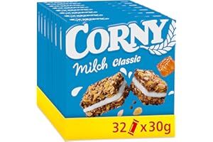 ‎CORNY Müsliriegel Corny Milch Classic, Milchsandwich mit Getreide und Milchcreme, 32x30g
